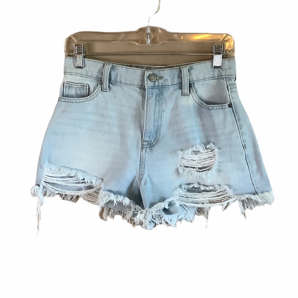 No Boundaries Women Lt. Blue Denim Distressed Cutoff Jean Shorts 3